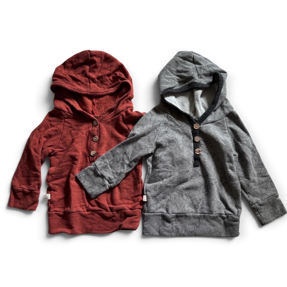 Childhoods burnt orange & gray map hoodie bundle
